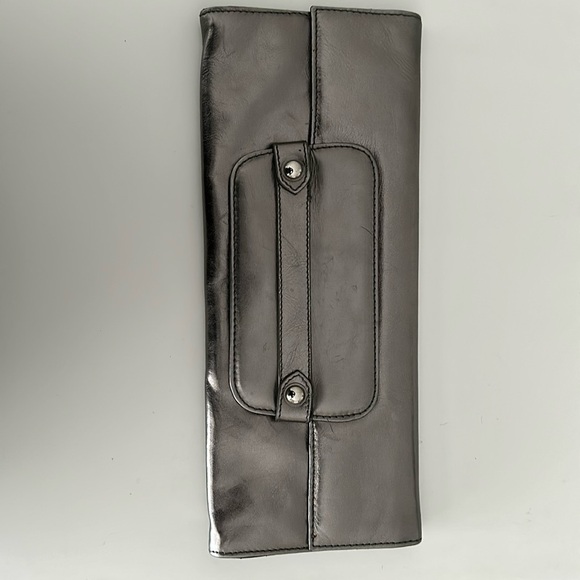 Nordstrom Silver pewter leather clutch - Picture 2 of 8